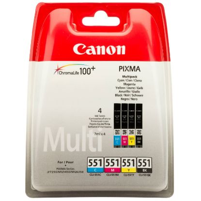 Canon CLI-551 Cyan/Magenta/Yellow/Black Mavi/Kırmızı/Sarı/Siyah 4'lü Multipack Kartuş  resmi