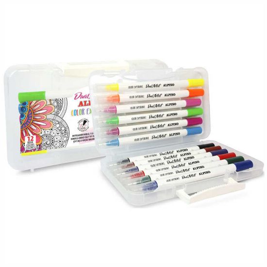 Alpino Keçeli Boya Kalemi Çift Yönlü Fırça Uçlu 12 Lİ AR800186 resmi