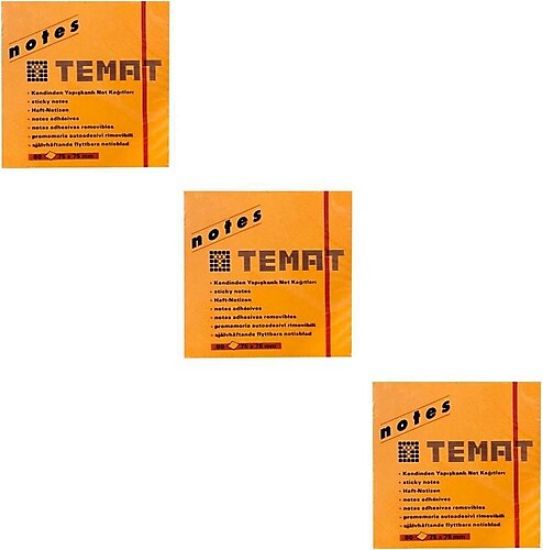 Temat Yapışkanlı Not Kağıdı Fosforlu Turuncu 75x75 MM 11234 (12 Adet) resmi