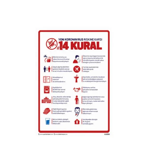 Ekstrafix Koronavirüs 14 Kural Afiş 50x70 resmi