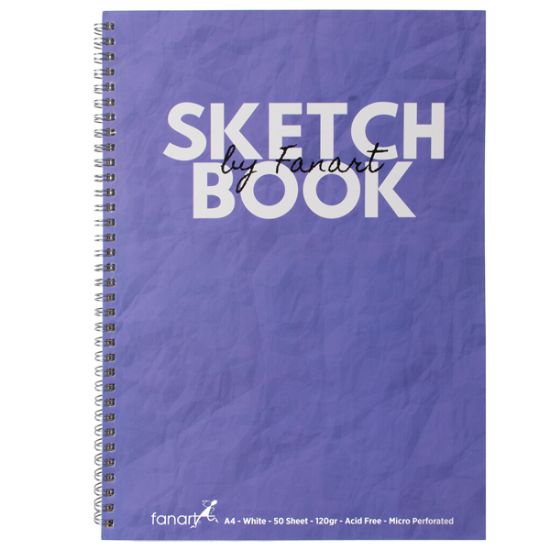 Fanart Academy Sketch Book 120 GR Spiralli 50 YP A4 Mor 8672 resmi