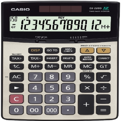 Casio Hesap Makinesi Masa Üstü 12 Hane Check Control DJ-220D Plus resmi