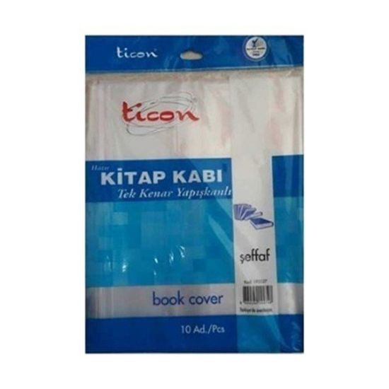 Ticon Hazır Kaplık Kitap Kabı Tek Kenar Yapışkanlı Şeffaf 193527 (10 Adet) resmi