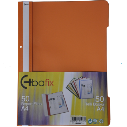 Bafix Telli Dosya Plastik XL Turuncu A4 (50 Adet) resmi