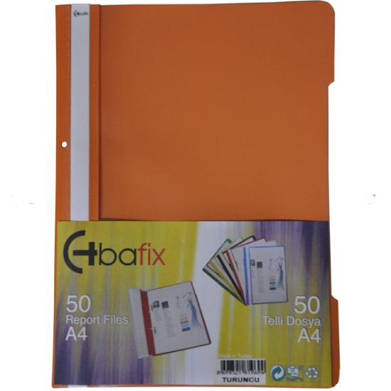 Bafix Telli Dosya Plastik XL Turuncu A4 (50 Adet) resmi