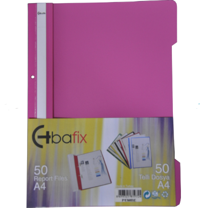 Bafix Telli Dosya Plastik XL Pembe A4 (50 Adet) resmi