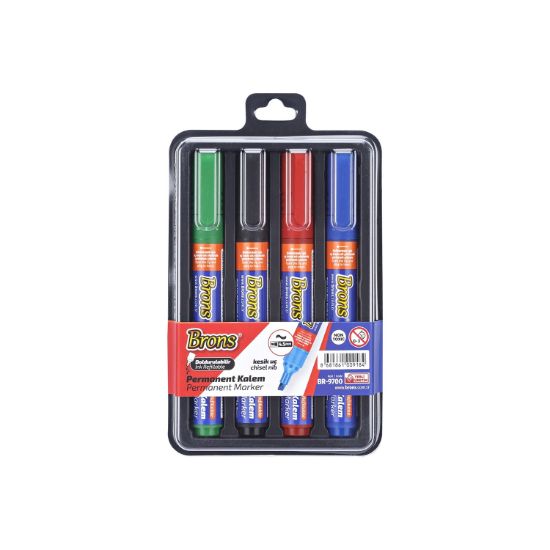 Brons Permanent Marker Kalem Kesik Uç 4 Lü Bls BR-9700 resmi