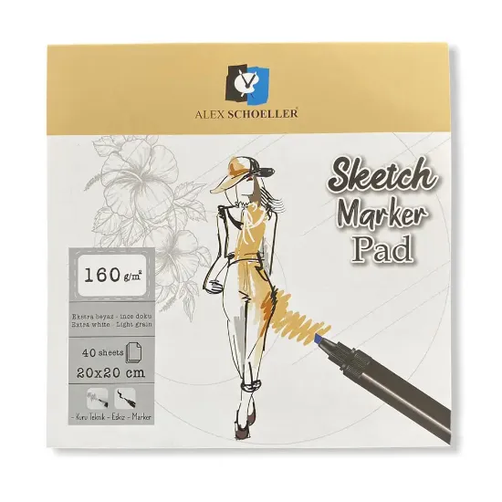 Alex Schoeller Sketch Marker Pad 20x20 160 GR 40 Lı ALX:905 resmi