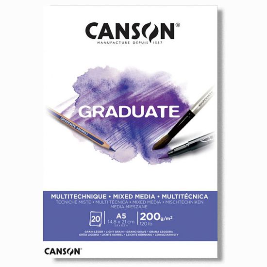 Canson Çizim Bloğu Graduate Mıx Medıa Beyaz 20 Syf A5 200 GR resmi