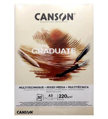 Canson Çizim Bloğu Graduate Mıx Medıa Natural 30 Syf A3 220 GR resmi