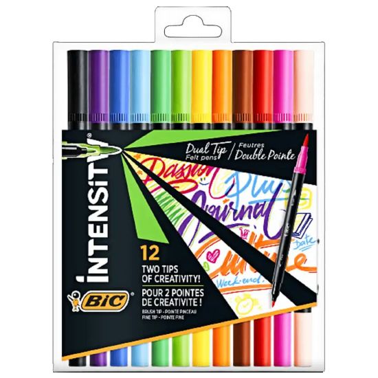 Bic Keçeli Boya Kalemi Daul Tip Çift Taraflı 12 Renk 989695 resmi