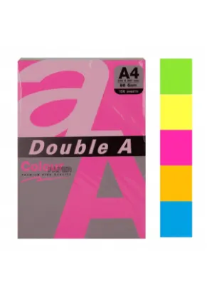 Double A Renkli Fotokopi Kağıdı 100 LÜ A4 75 GR Fosforlu Karışık resmi