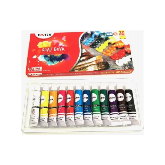Fatih Guaj Boya Tüplü 12 Renk 12 ML 50521 resmi