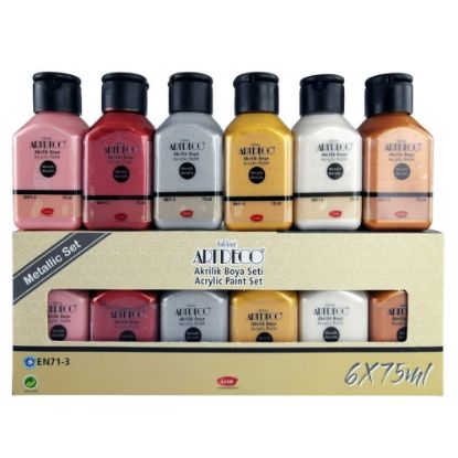 Artdeco Akrilik Boya 6x75 ML Set Metalik Renkler LV-Y-070I-AS3 resmi