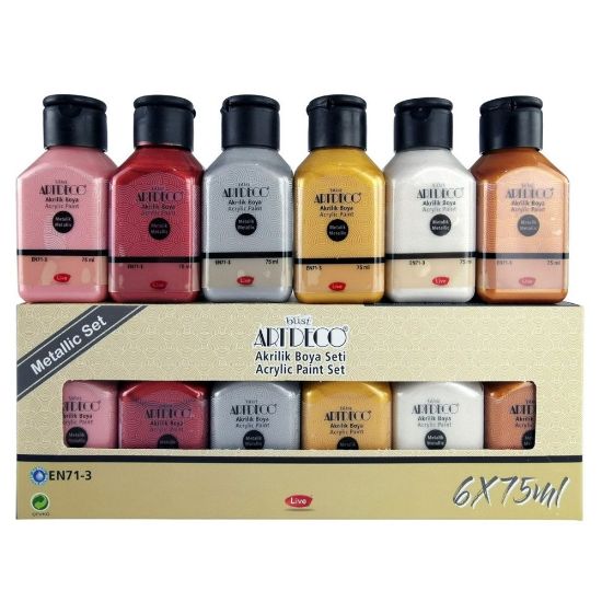 Artdeco Akrilik Boya 6x75 ML Set Metalik Renkler LV-Y-070I-AS3 resmi