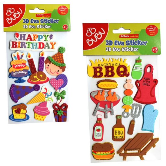 Bu-Bu 3D Eva Sticker Parti 24 Lü BUBU-STS041 resmi
