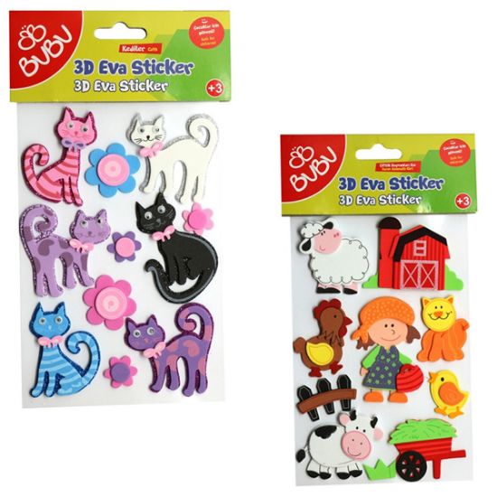 Bu-Bu 3D Eva Sticker Hayvanlar 24 Lü BUBU-STS040 resmi