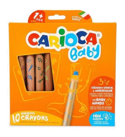 Carioca Jumbo Bebek Ahşap Gövdeli Boya Kalemi 3 In 1 10 Lu 42818 resmi