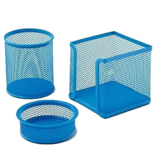 Drt Masa Seti Ataşlık-Kağıtlık-Kalemlik 3 LÜ Düz Mavi 408 resmi