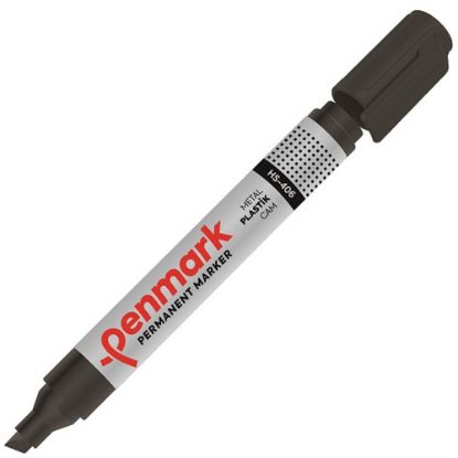 Penmark Markör Permanent Kesik Uç Siyah HS-406 (12 Adet) resmi