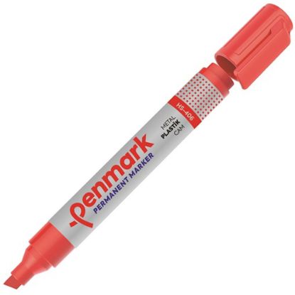 Penmark Markör Permanent Kesik Uç Kırmızı HS-406 (12 Adet) resmi