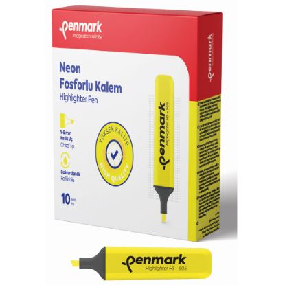 Penmark Fosforlu Kalem Neon Sarı HS-505 01 (10 Adet) resmi