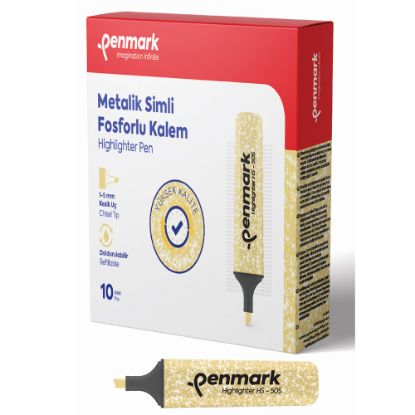 Penmark Fosforlu Kalem Metalik Simli Gold HS-505 13 (10 Adet) resmi