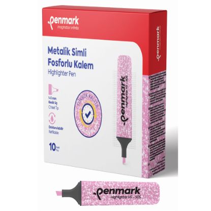 Penmark Fosforlu Kalem Metalik Simli Turkuaz HS-505 15 (10 Adet) resmi