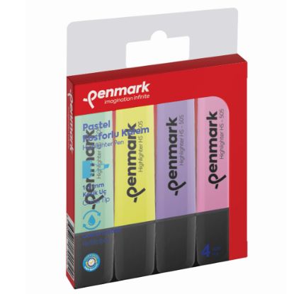 Penmark Fosforlu Kalem 4 Lü Karışık Renk Pastel HS 505 4P resmi