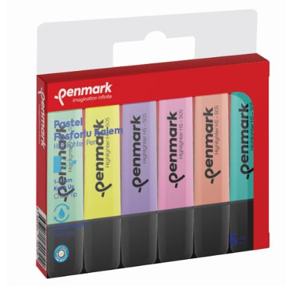 Penmark Fosforlu Kalem 6 Lı Karışık Renk Pastel HS 505 6P resmi