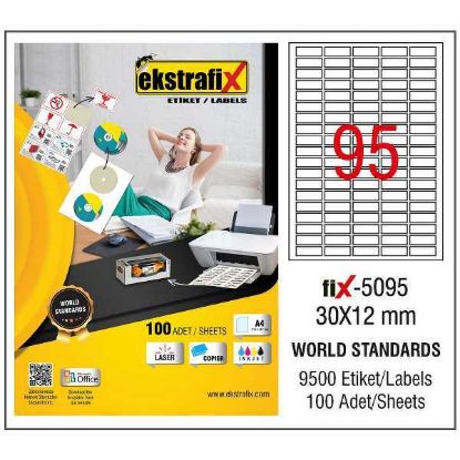 Ekstrafix Laser Etiket 30x12 Laser-Copy-Inkjet Fix-5095 resmi