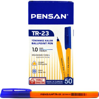 Pensan Tükenmez Kalem Üçgen Mavi 50 Li TR-23 (50 Adet) resmi