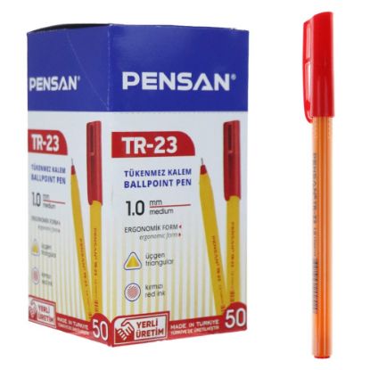 Pensan Tükenmez Kalem Üçgen Kırmızı 50 Li TR-23 (50 Adet) resmi