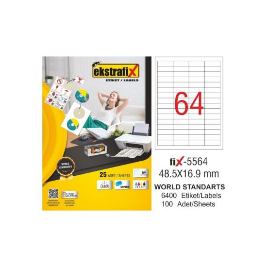 Ekstrafix Laser Etiket 48.5x16.9 Laser-Copy-Inkjet Fİx-5564 resmi