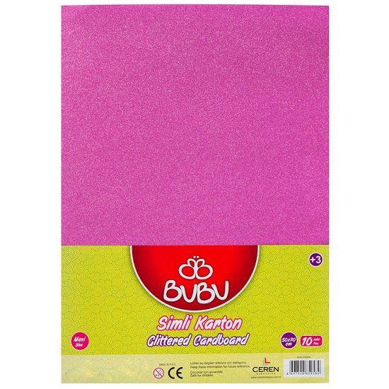 Bu-Bu Fon Kartonu Simli 50x70 Pembe 10 LU BUBU-FK0011 resmi