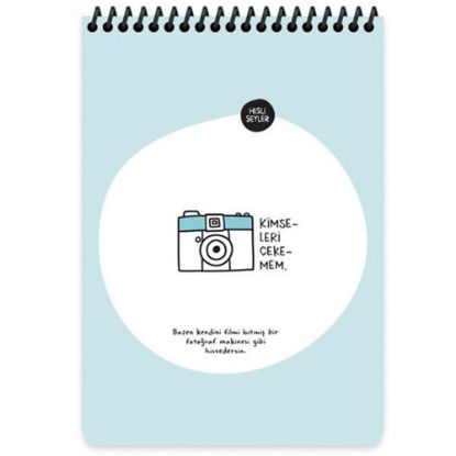 Keskin Color Hisli Şeyler A5 80 YP Çizgili Üstten Spiralli Karton Kapak Not Defteri - Kimseleri Çekemem resmi