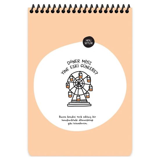 Keskin Color Hisli Şeyler A5 80 YP Çizgili Üstten Spiralli Karton Kapak Not Defteri - Döner Miyiz Yine Eski Günlere resmi
