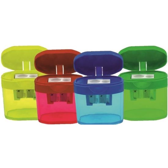 Bu-Bu Kalemtıraş Bölmeli Şeffaf Altıgen 3 Renk (12 Adet) resmi