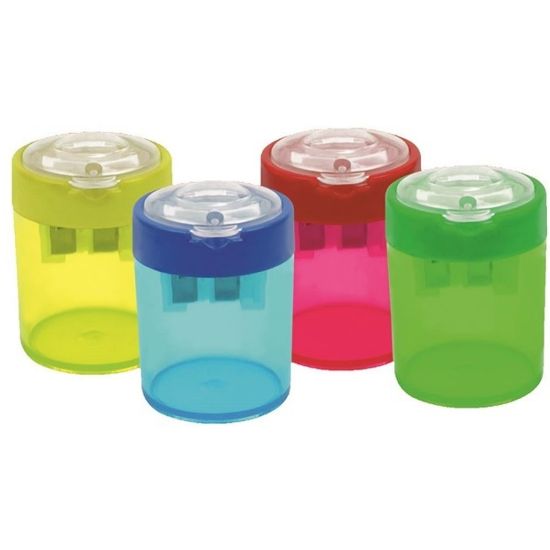 Bu-Bu Kalemtıraş Bölmeli Şeffaf Silindir 4 Renk BUBU-KT0006 (12 Adet) resmi