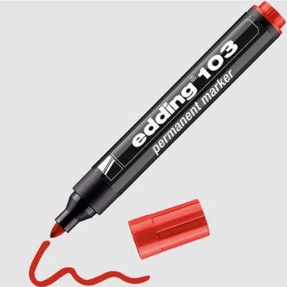 Edding Markör Permanent Yuvarlak Uç Kırmızı 103 (10 Adet) resmi