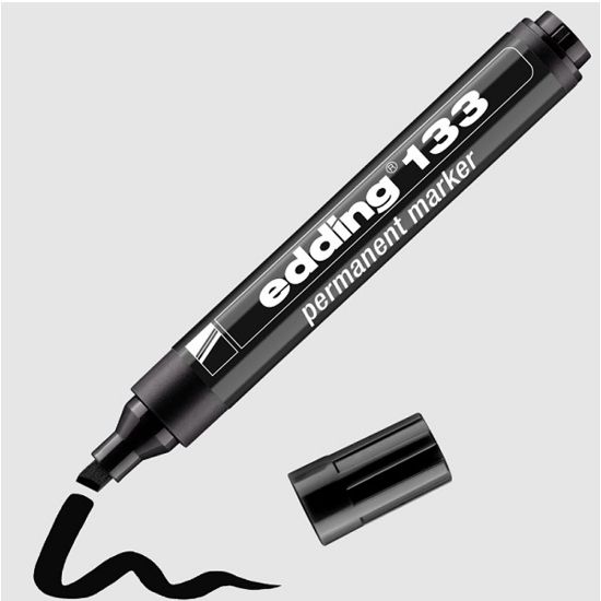 Edding Markör Permanent Kesik Uç Siyah 133 (10 Adet) resmi