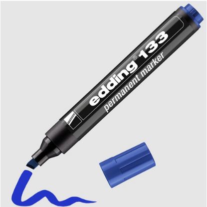 Edding Markör Permanent Kesik Uç Mavi 133 (10 Adet) resmi
