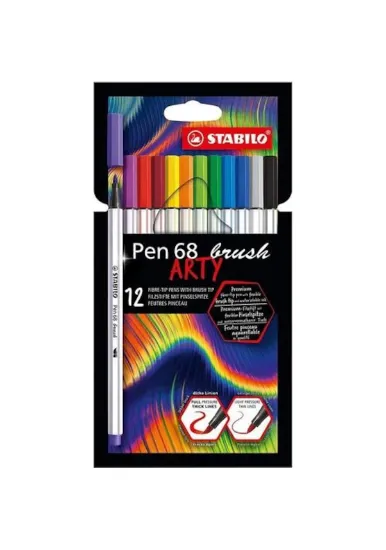 Stabilo Keçe Uçlu Boya Kalemi Pen 68 Brush Arty 12 Renk resmi