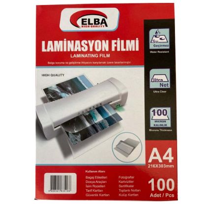 Elba Laminasyon Filmi A4 100 MIC 100 LÜ 216x303 (100 Adet) resmi