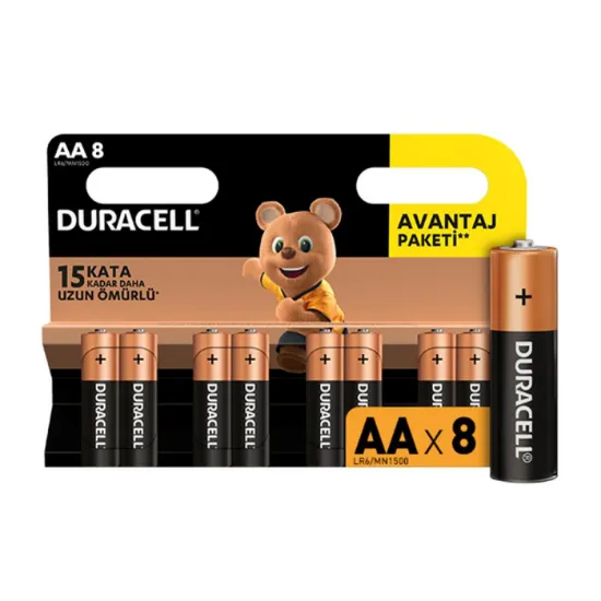 Duracell Alkalin İnce Kalem Pil (AAA) 8 Lİ Kartela resmi