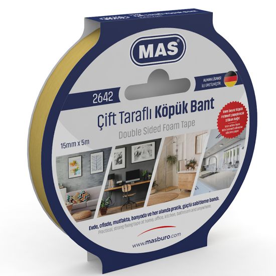 Mas Çift Taraflı Köpük Bant 15 MM x 5 M 2642 resmi