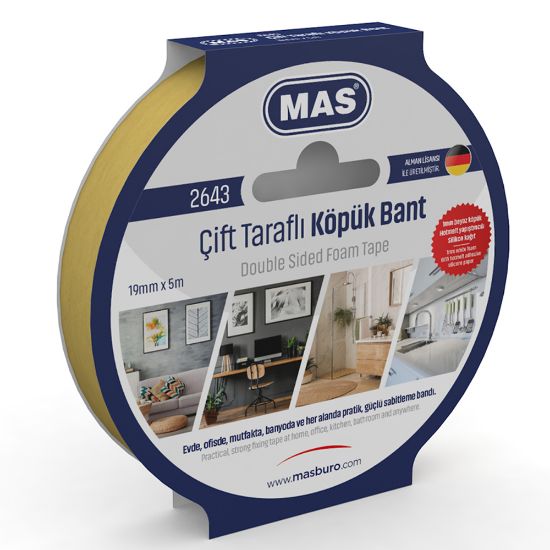 Mas Çift Taraflı Köpük Bant 19 MM x 5 M 2643 resmi