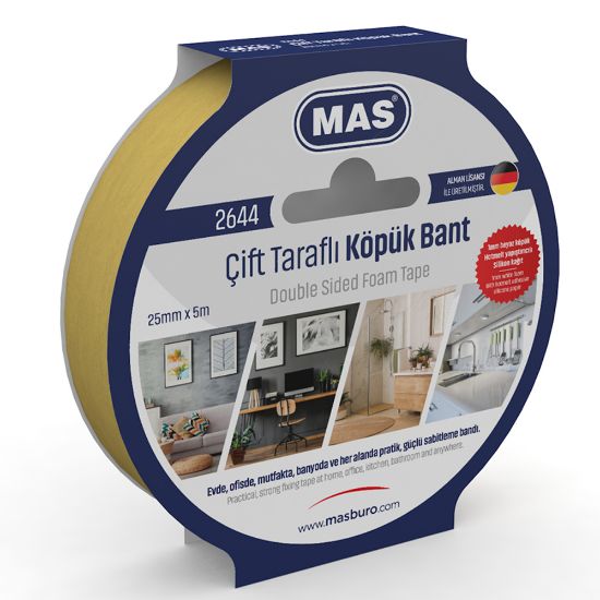 Mas Çift Taraflı Köpük Bant 25 MM x 5 M 2644 resmi