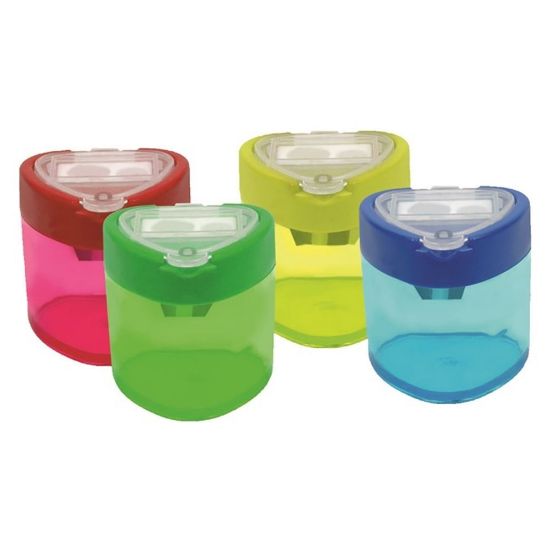 Bu-Bu Kalemtıraş Şeffaf Üçgen Çiftli Hazneli 4 Renk BUBU-KT0002 (12 Adet) resmi