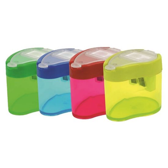 Bu-Bu Kalemtıraş Şeffaf Damla Çift Delikli Hazneli BUBU-KT0004 (12 Adet) resmi